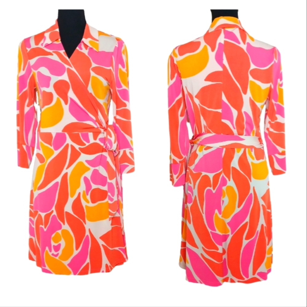 Laundry by Shelli Segal Wrap Dress Abstract Print Stretch Women's Sz 6